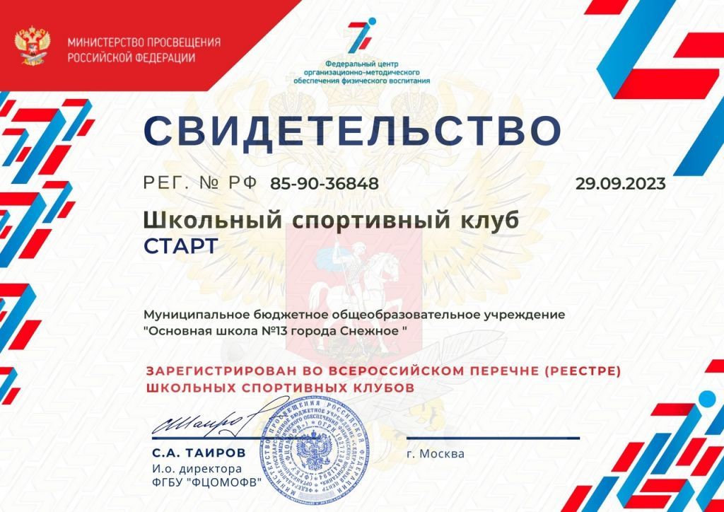 Школьный спортивный клуб "Старт".